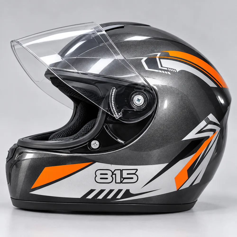 815 Full Face Helmet in Gunmetal / Orange