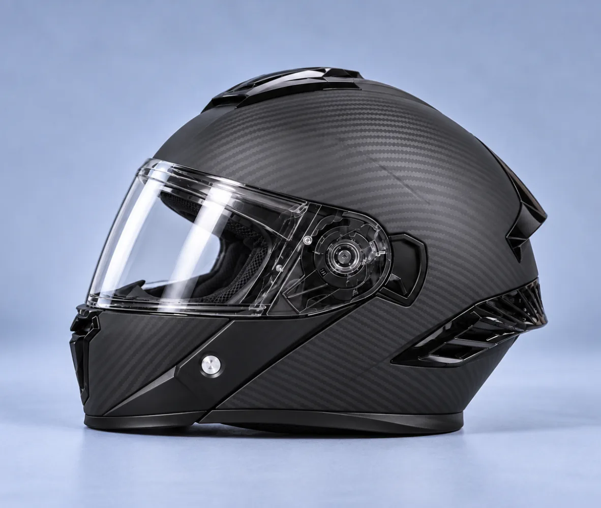 Aero Shield X Force Modular Helmet, Matte Black Carbon, side view