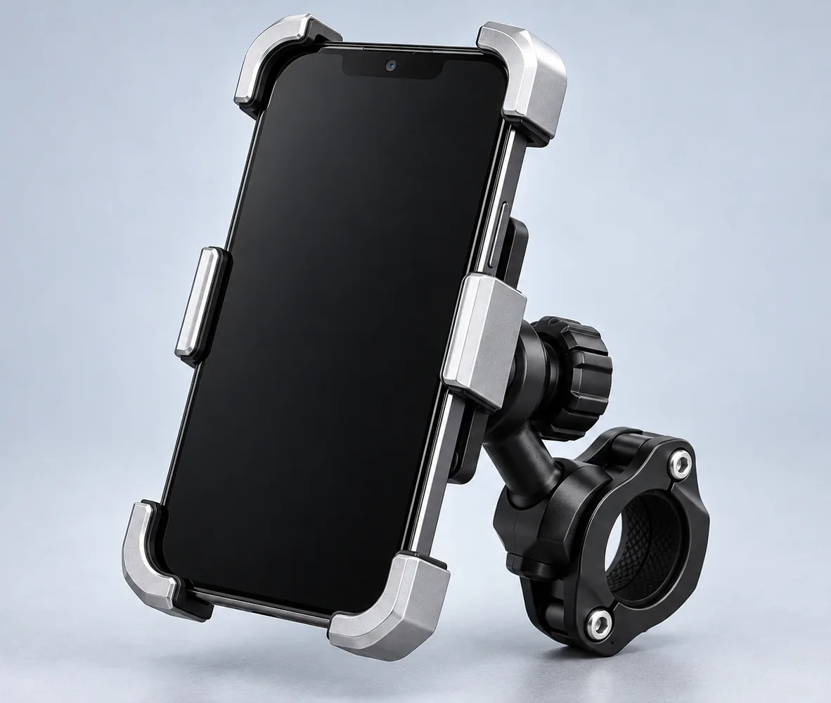 Aluminium Motorcycle Phone Holder, front view