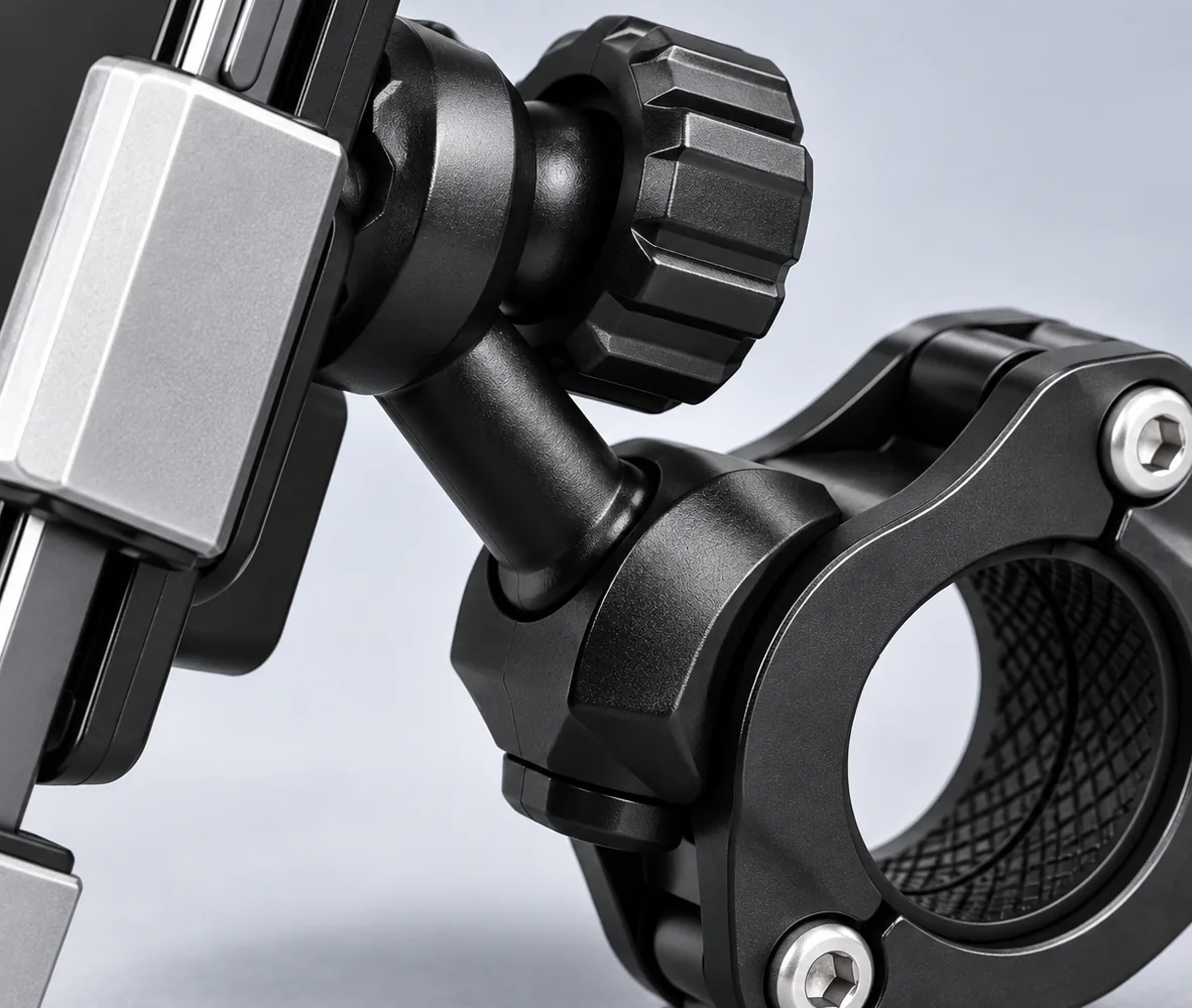 Aluminium Motorcycle Phone Holder, close-up