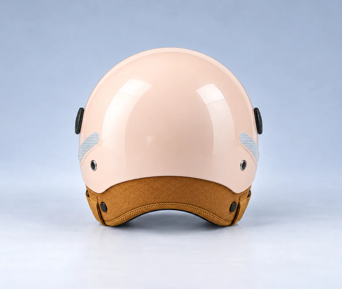 ANEYA Retro Open Face Helmet Beige, rear view