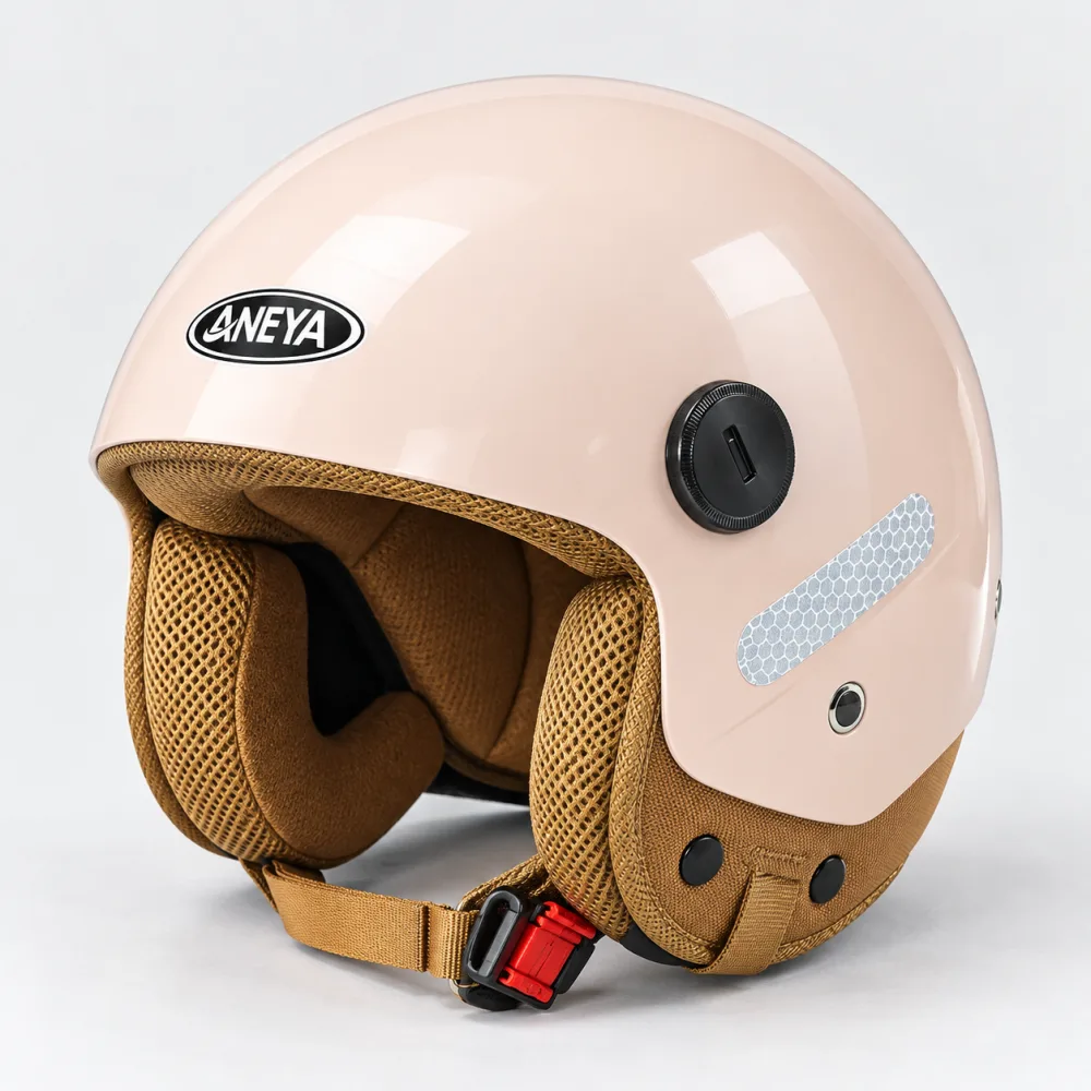 ANEYA Retro Open Face Helmet Beige