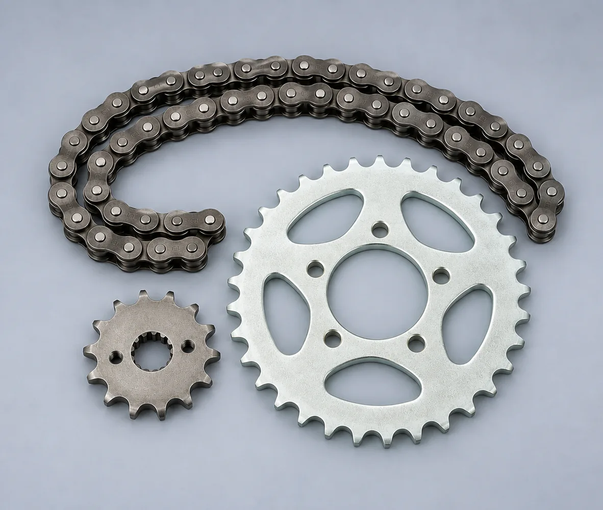 Atlas Honda Genuine Chain Sprocket Kit for Honda CD70, close-up