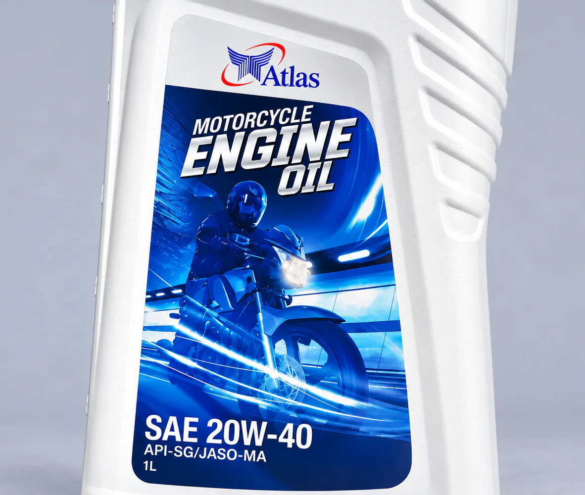 Atlas Motorcycle Engine Oil 20W40 1L, close-up