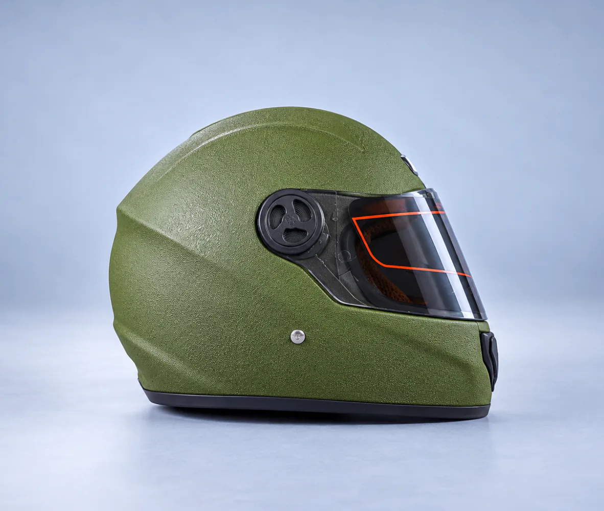 Axxis Army Green Full Face Helmet, Textured Matte Army Green, side view