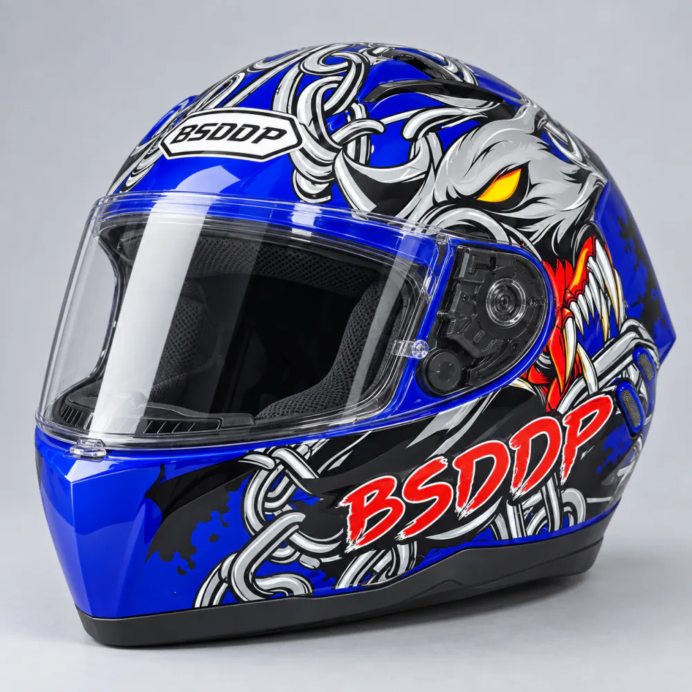 BSDDP Full Face Helmet Blue Chain, front view