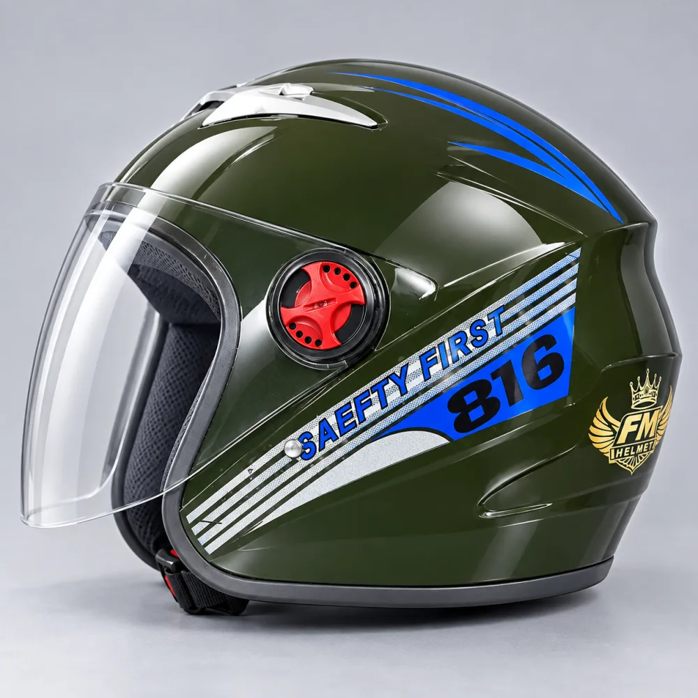 FM Helmet 816 Open Face Olive Green