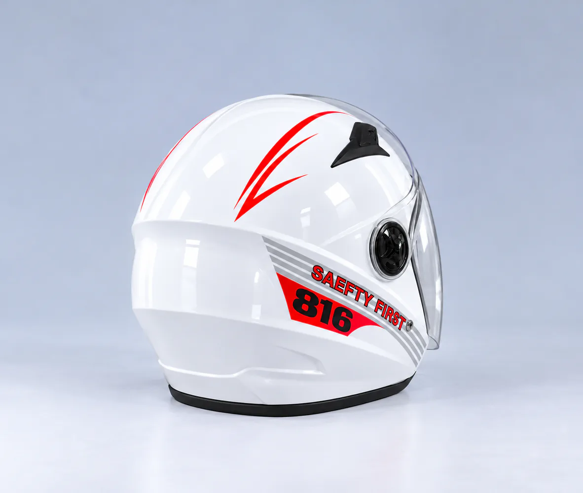 FM Helmet 816 Open Face Helmet, White, rear view