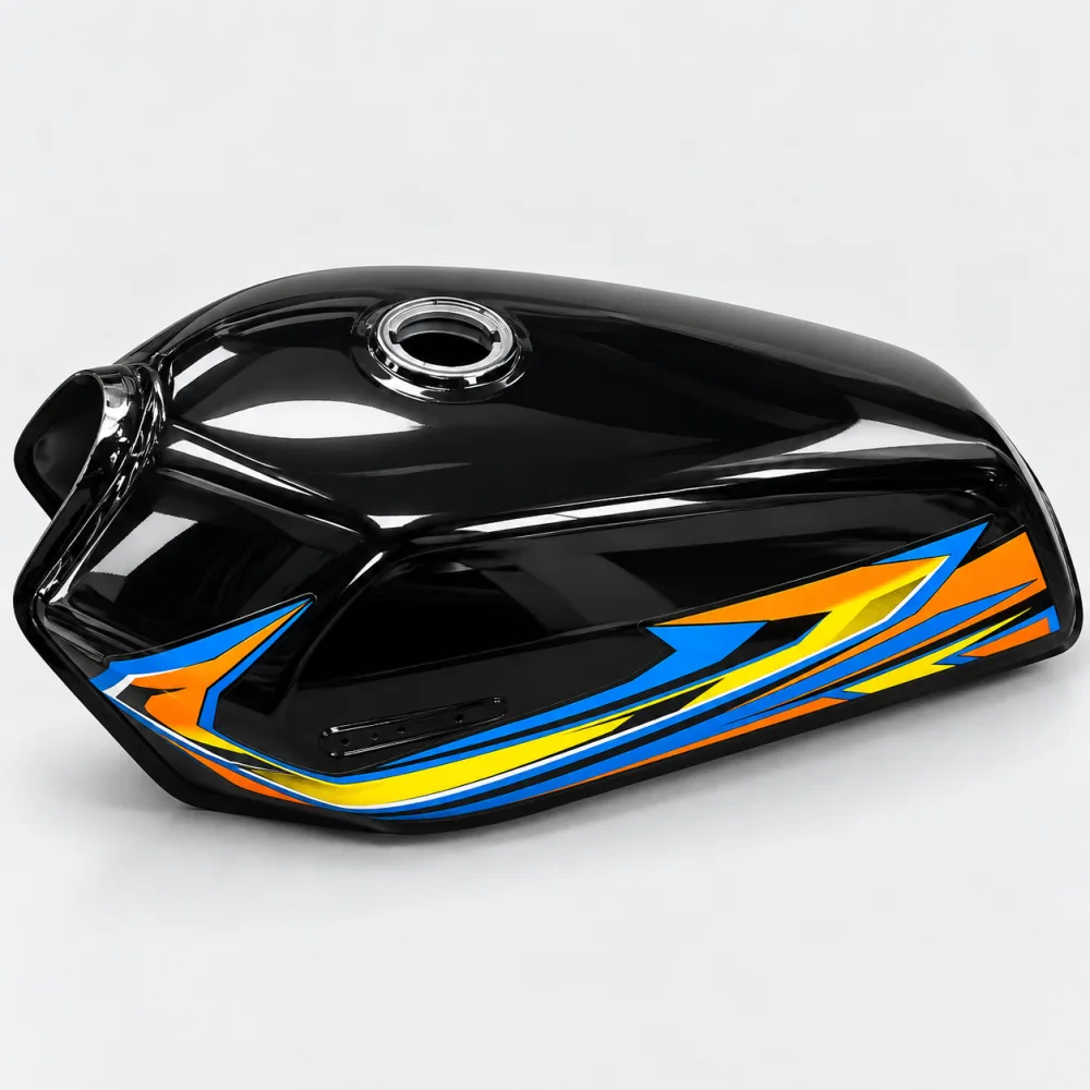 Fuel Tank for Honda CG125 – Black with Orange Decal
