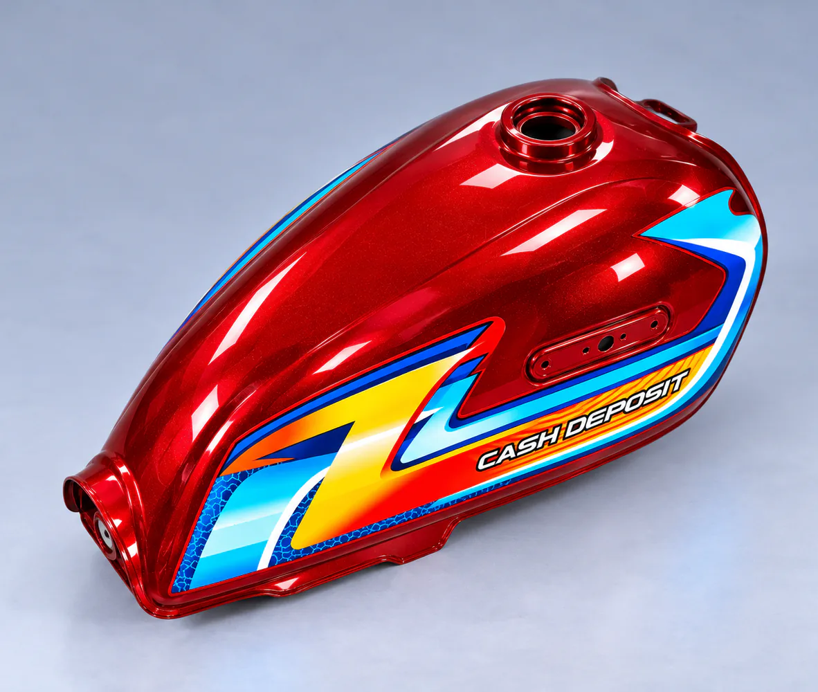 Fuel Tank for Honda CD70 – Red, side view