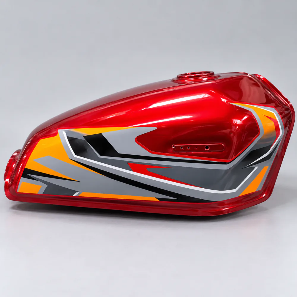 Fuel Tank for Honda CG125 – Red with Grey and Orange Decal