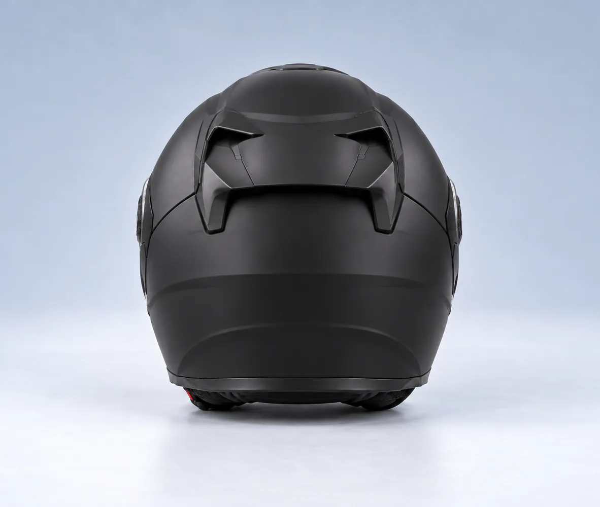 Jiekai JK-902 Flip Up Helmet, Matt Black, rear view