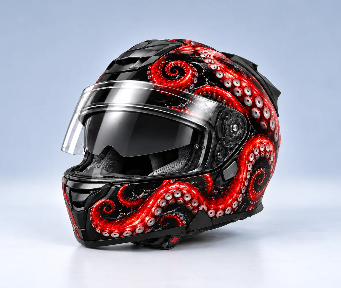 Jiekai JK-902 Flip Up Helmet, Octopus, front view