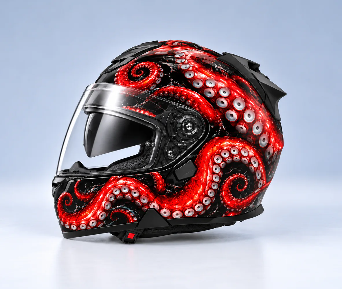 Jiekai JK-902 Flip Up Helmet, Octopus, side view