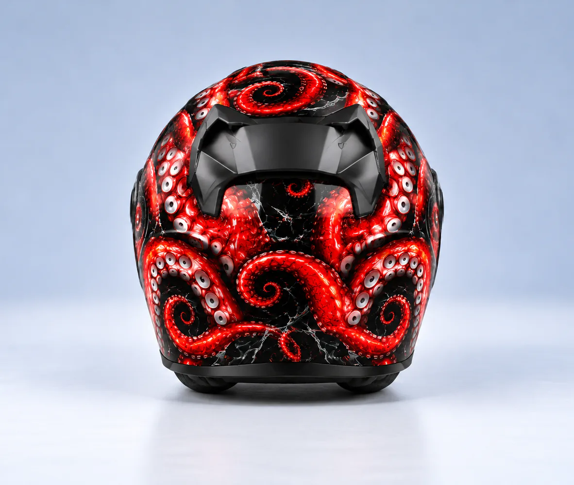 Jiekai JK-902 Flip Up Helmet, Octopus, rear view