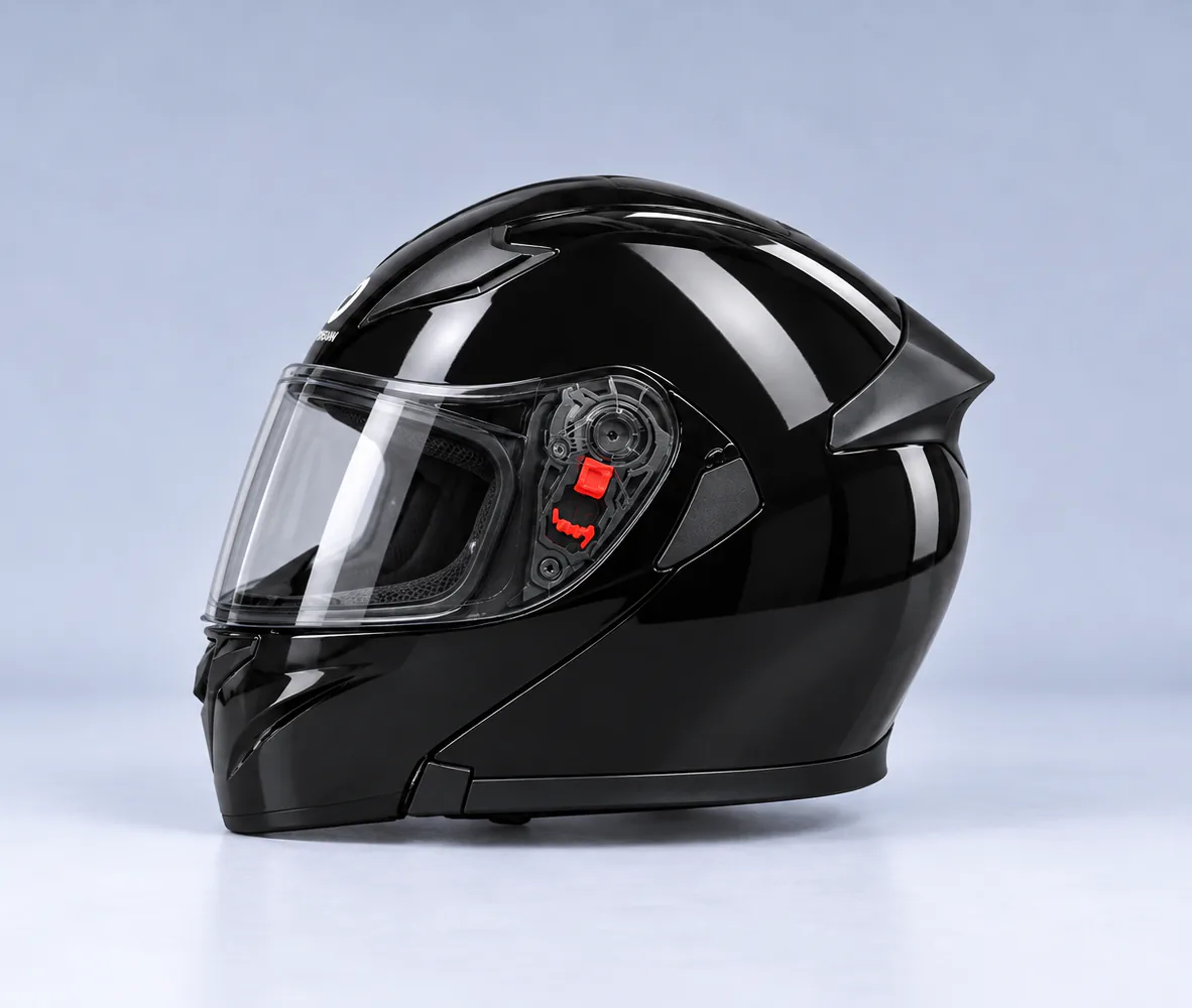 LEO by Penguin PG 107 Modular Helmet, Gloss Black, side view