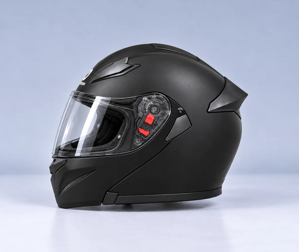 LEO by Penguin PG 107 Modular Helmet, Matte Black, side view