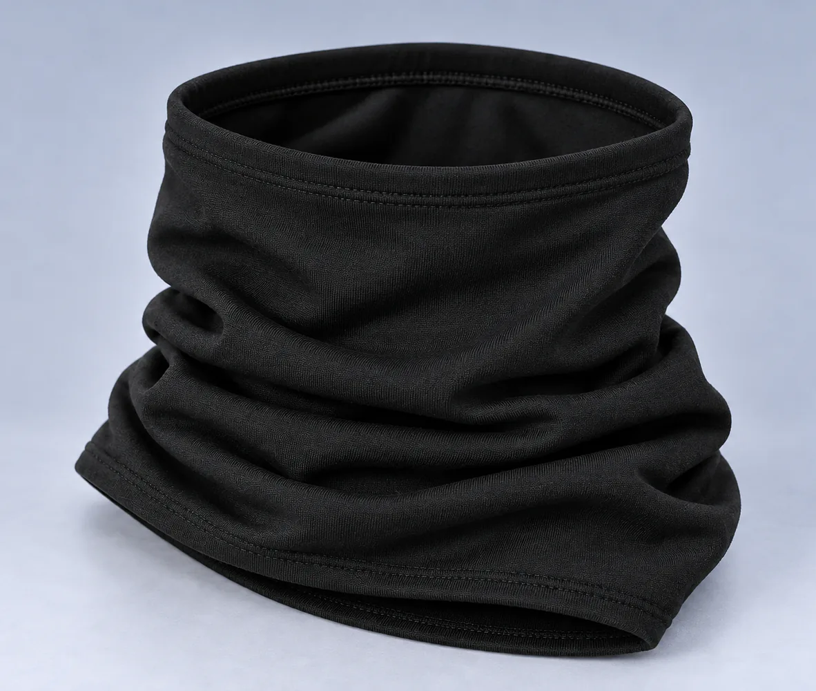 Motorcycle Neck Warmer – Black, front view