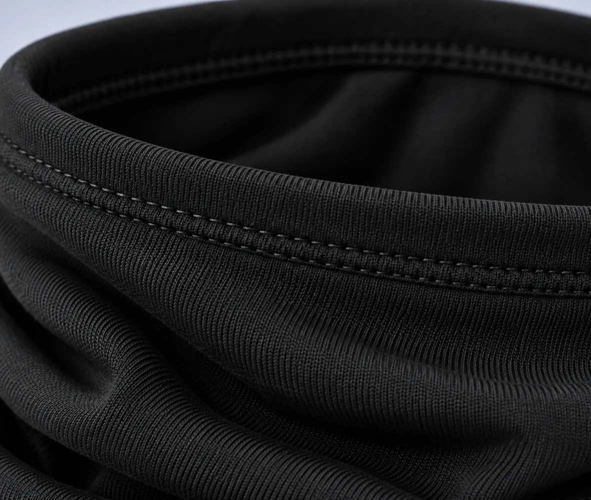 Motorcycle Neck Warmer – Black, close-up