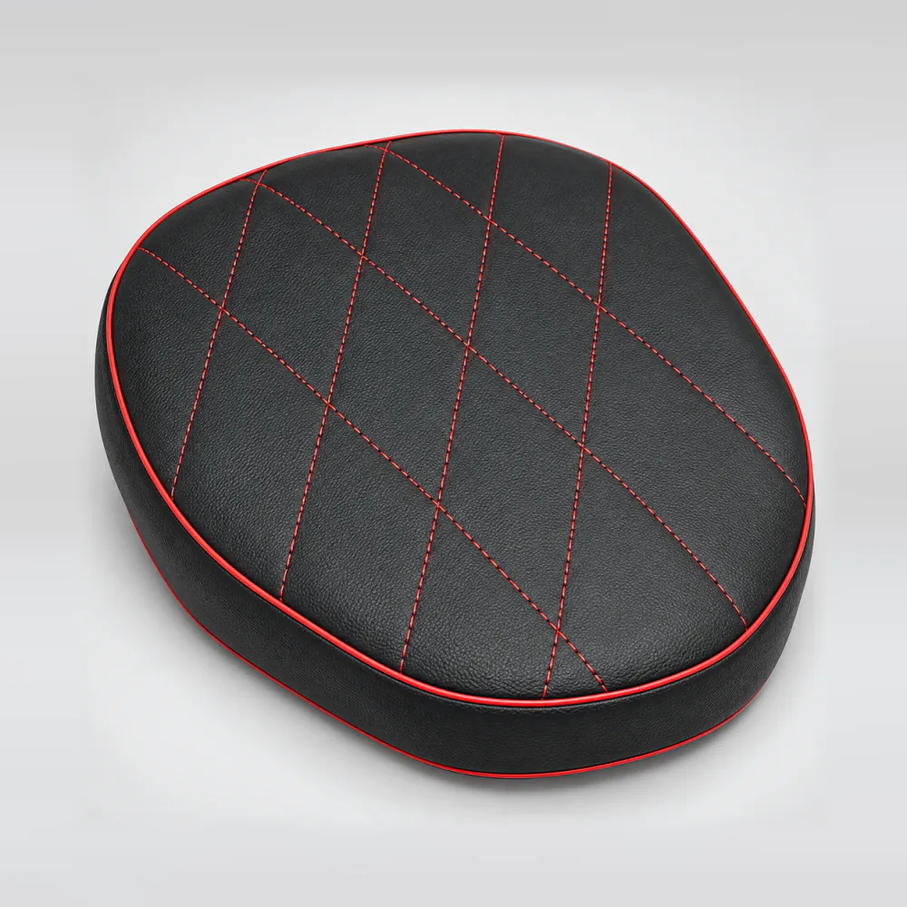 Motorcycle Seat Cushion Pad – Black with Red Stitching