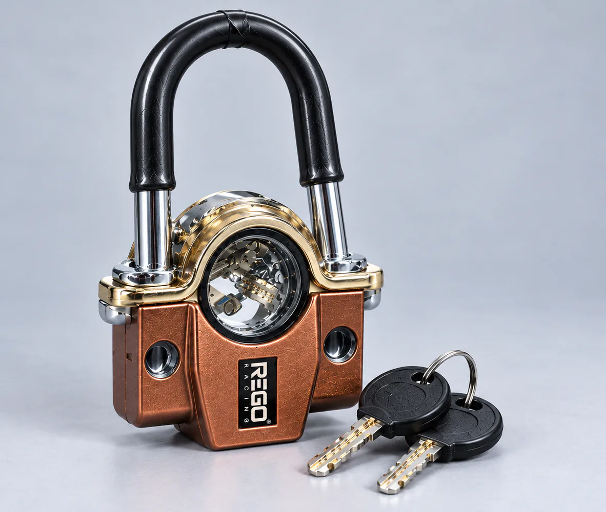 REGO Racing Motorcycle Shackle Lock, front view