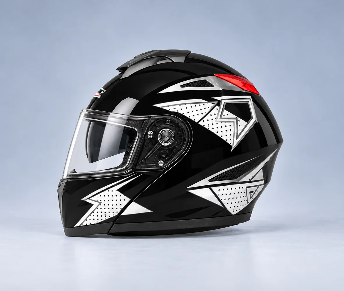 Super Air Full Face Helmet, Gloss Black / Silver, Gloss Black / Silver, side view