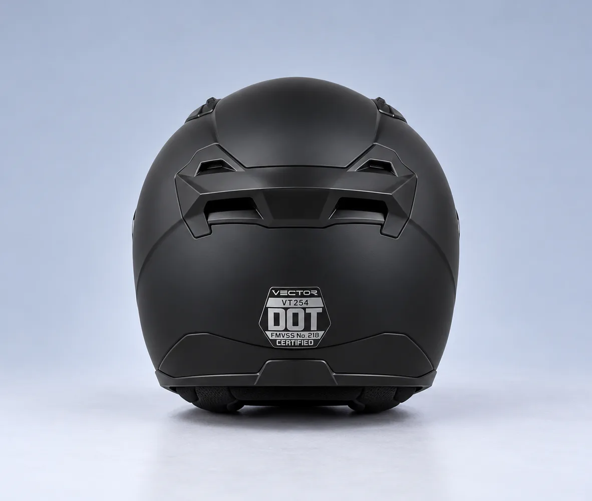 Vector VT-254 Modular Helmet, Black, rear view