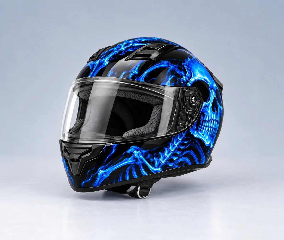 Vector VT-254 Modular Helmet, Blue Skeleton, front view