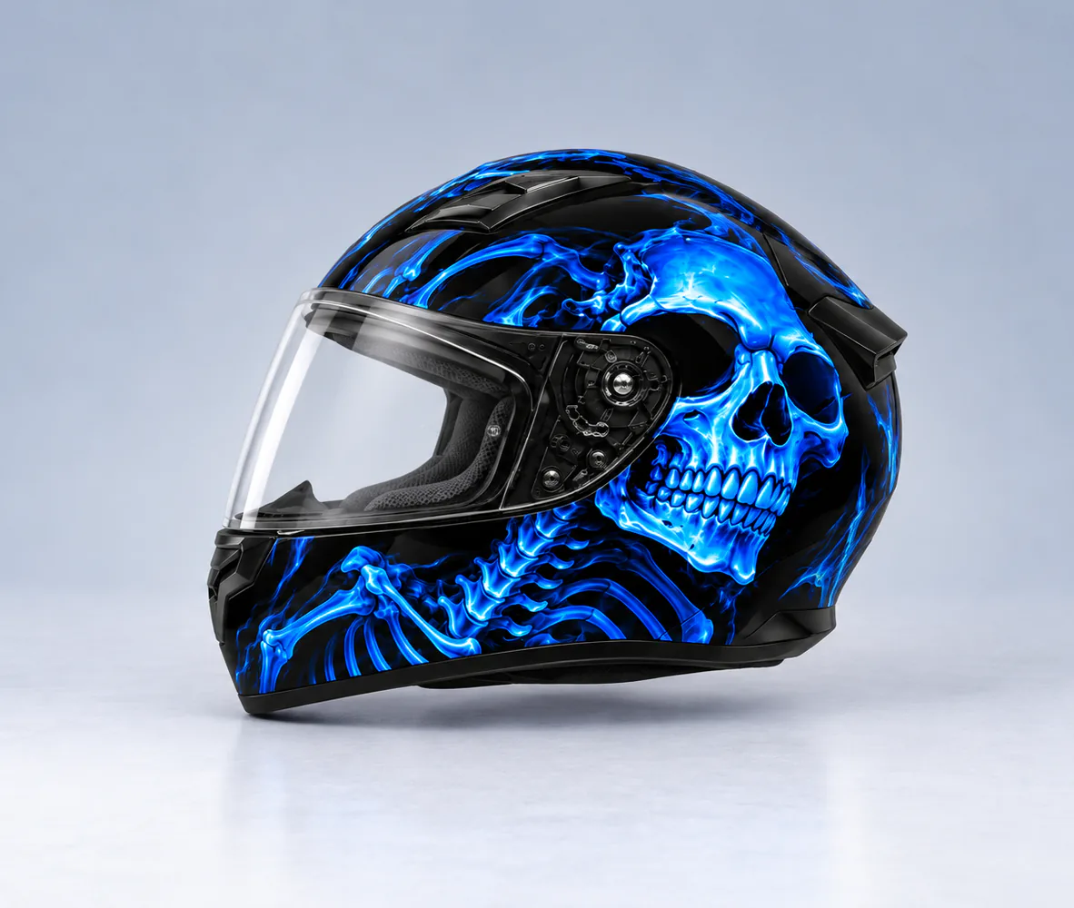 Vector VT-254 Modular Helmet, Blue Skeleton, side view