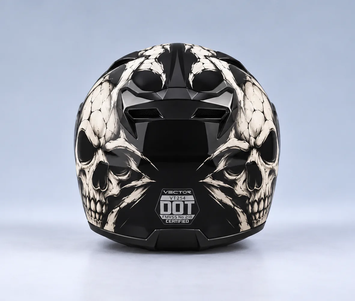 Vector VT-254 Modular Helmet, Skull, rear view