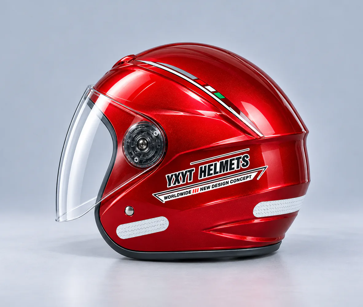 YXYT Open Face Helmet Red, side view