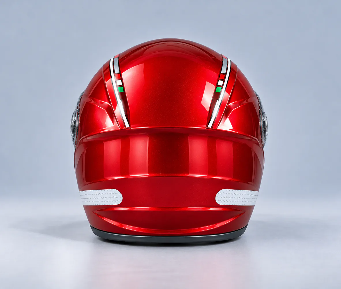 YXYT Open Face Helmet Red, rear view